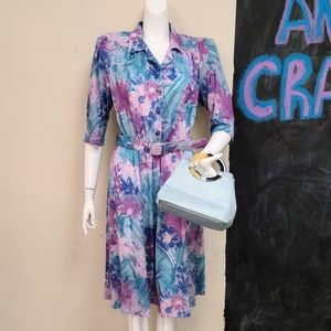 Vintage Cotton Candy Watercolor Floral Dress